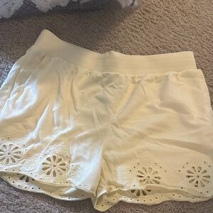 House of Harlow 1960 Cream Eyelet Hem Shorts